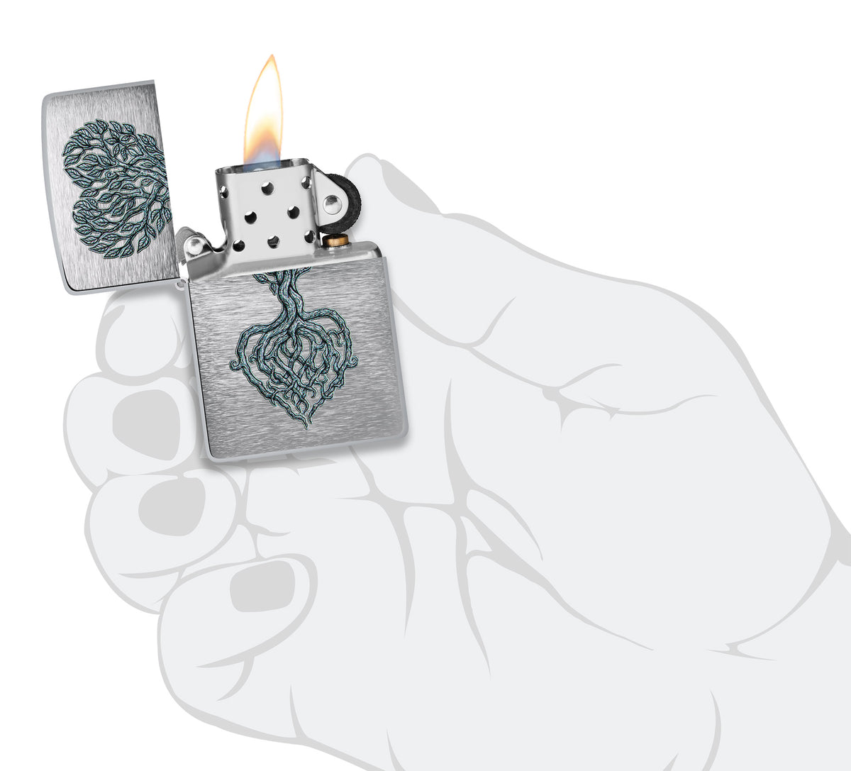 Zippo Tree of Love Design Windproof Pocket Fuel Refillable Lighter, BIS Certified