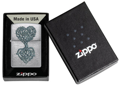 Zippo Tree of Love Design Windproof Pocket Fuel Refillable Lighter, BIS Certified