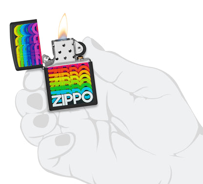 Zippo Techno Design Black Matte,Windproof Pocket Fuel Refillable Lighter, BIS Certified