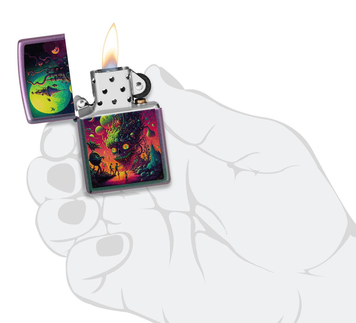 Zippo Psychedelic Design Windproof Pocket Fuel Refillable Lighter, BIS Certified