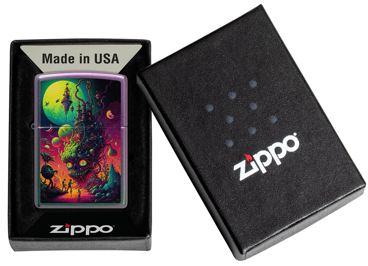 Zippo Psychedelic Design Windproof Pocket Fuel Refillable Lighter, BIS Certified