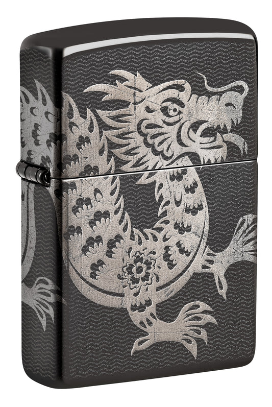 Zippo Asian Dragon Design Windproof Pocket Fuel Refillable Lighter, BIS Certified