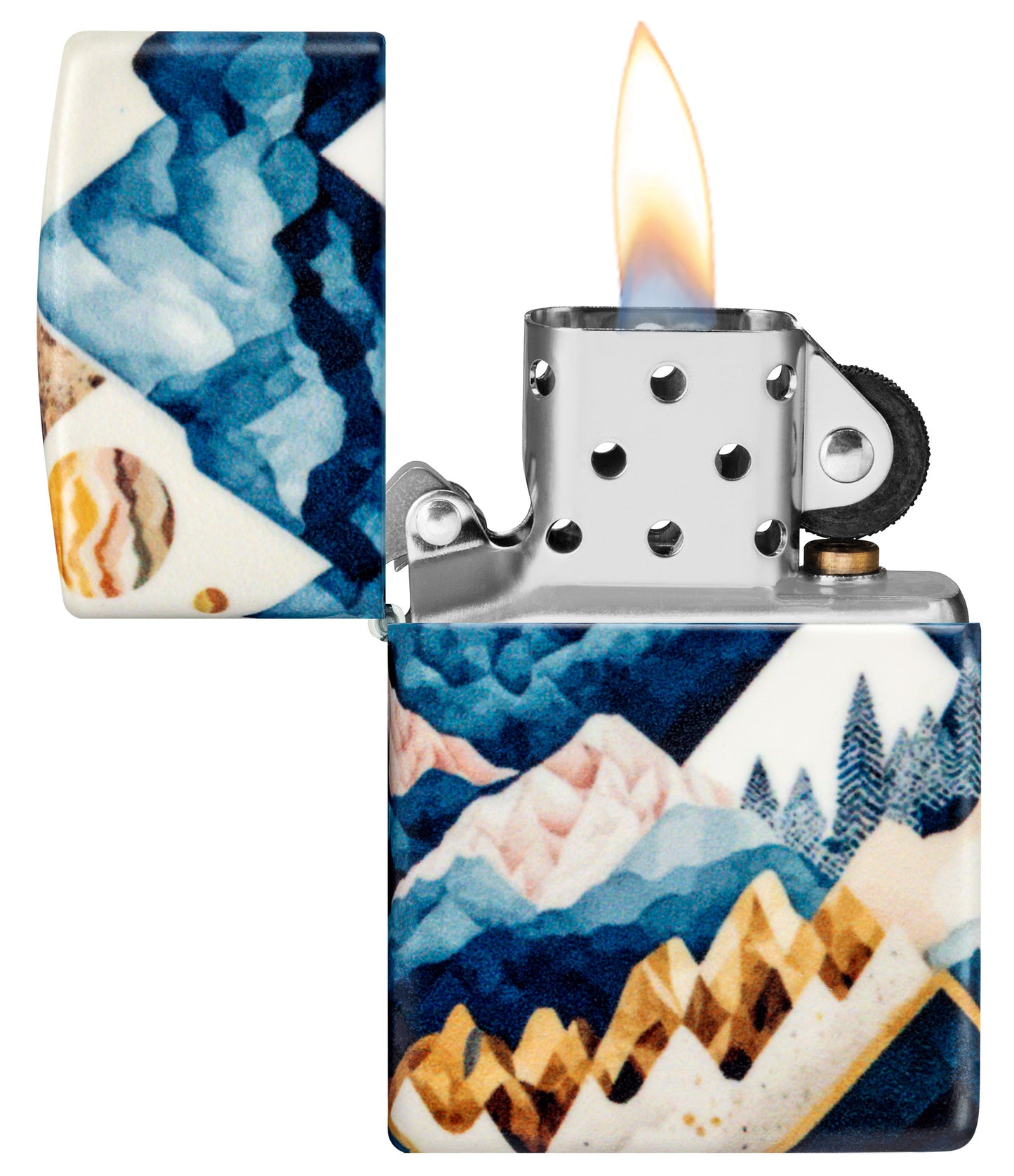 Zippo Geometric Mountains Design Model Windproof Pocket Fuel Refillable Lighter, BIS Certified