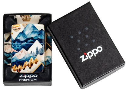 Zippo Geometric Mountains Design Model Windproof Pocket Fuel Refillable Lighter, BIS Certified