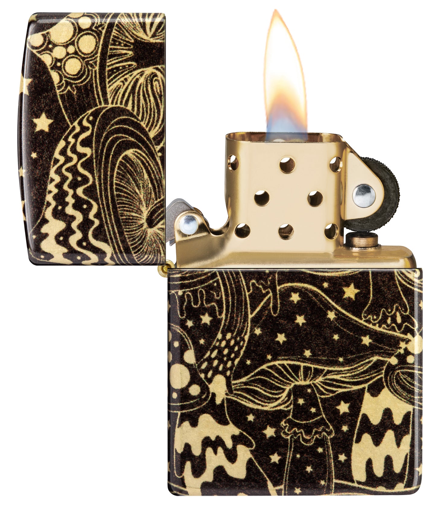 Zippo Mushrooms Design Model Windproof Pocket Fuel Refillable Lighter, BIS Certified