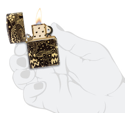 Zippo Mushrooms Design Model Windproof Pocket Fuel Refillable Lighter, BIS Certified