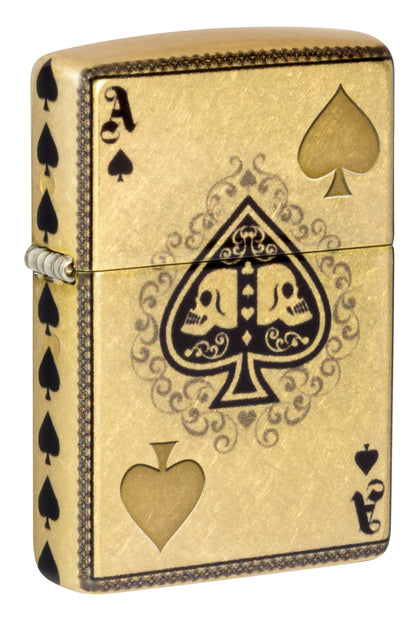 Zippo Ace of Spades Design Windproof Pocket Fuel Refillable Lighter, BIS Certified