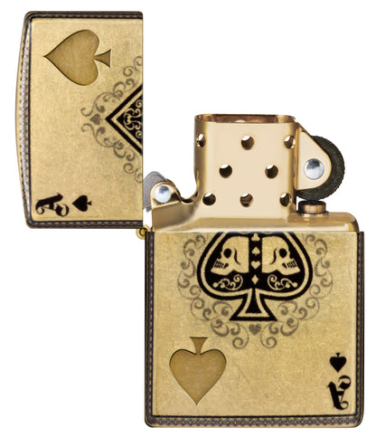 Zippo Ace of Spades Design Windproof Pocket Fuel Refillable Lighter, BIS Certified