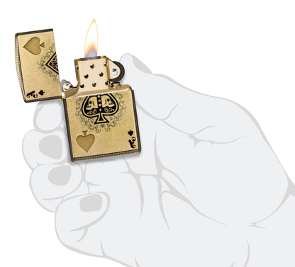 Zippo Ace of Spades Design Windproof Pocket Fuel Refillable Lighter, BIS Certified