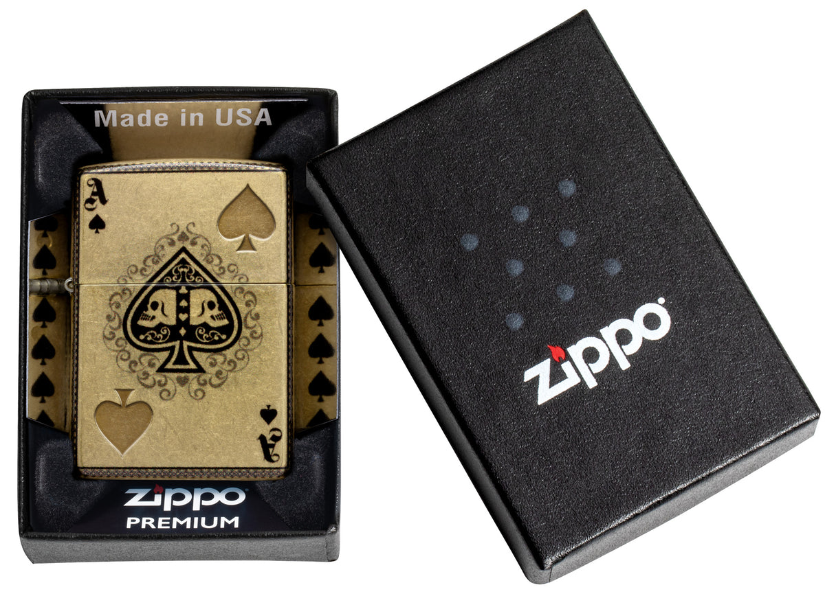 Zippo Ace of Spades Design Windproof Pocket Fuel Refillable Lighter, BIS Certified