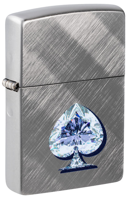 Zippo Ace of Spades Diamond Design Model Windproof Pocket Fuel Refillable Lighter, BIS Certified