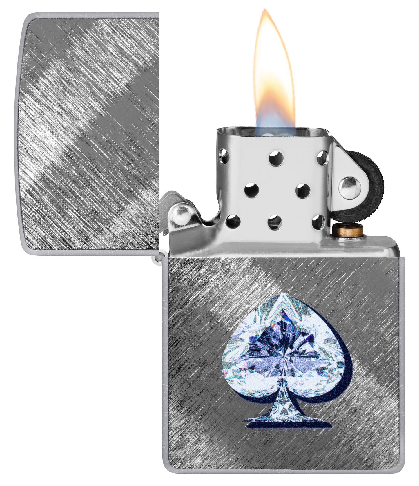Zippo Ace of Spades Diamond Design Model Windproof Pocket Fuel Refillable Lighter, BIS Certified