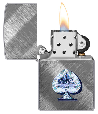 Zippo Ace of Spades Diamond Design Model Windproof Pocket Fuel Refillable Lighter, BIS Certified