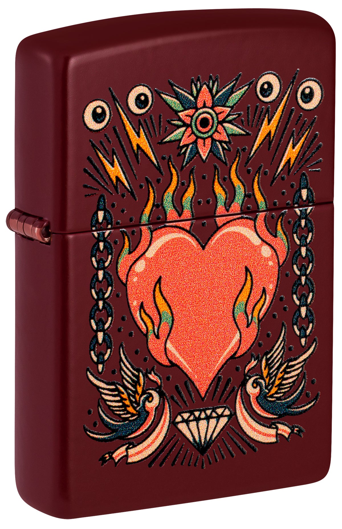 Zippo Tattoo Heart Design Windproof Pocket Fuel Refillable Lighter, BIS Certified