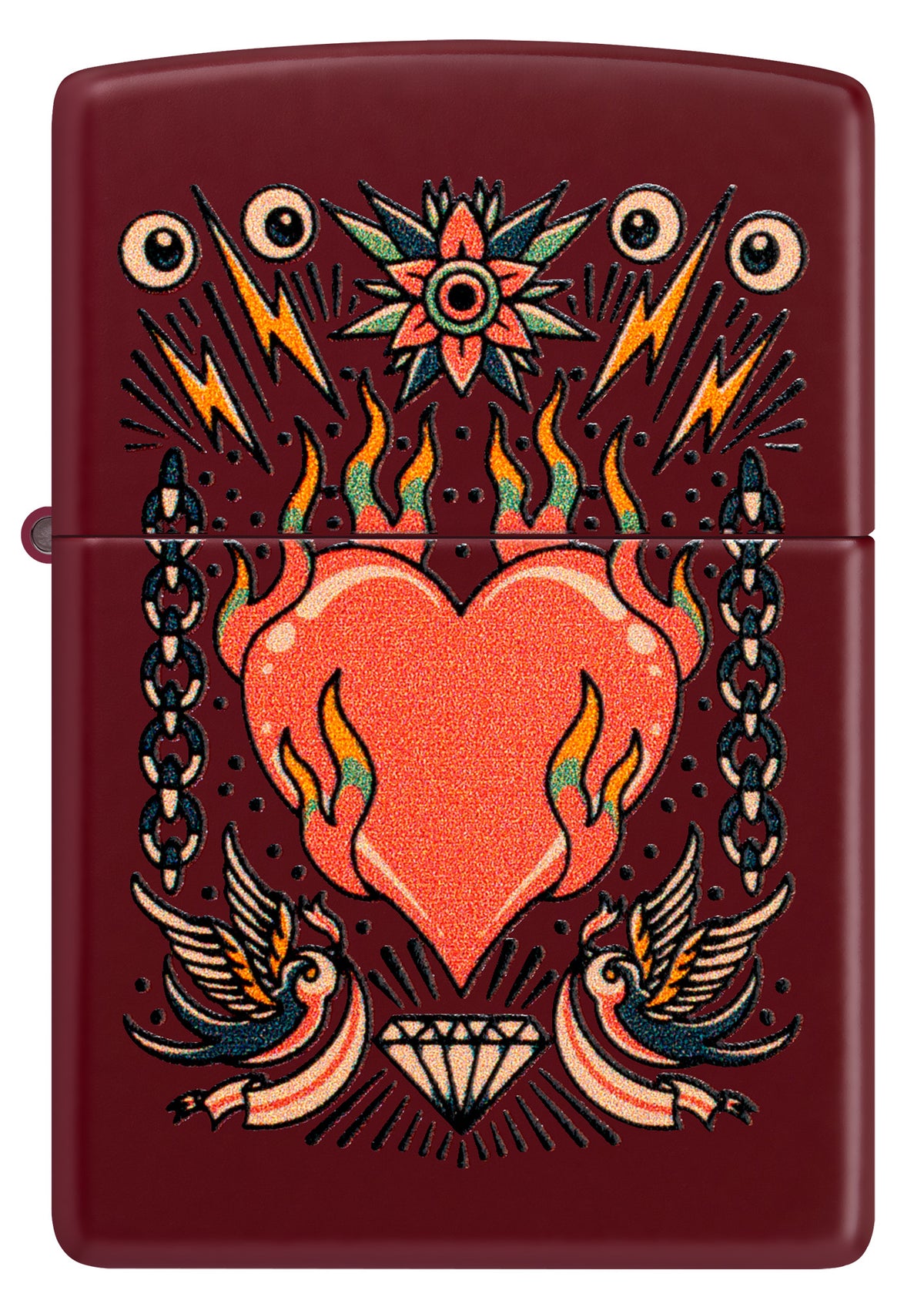 Zippo Tattoo Heart Design Windproof Pocket Fuel Refillable Lighter, BIS Certified