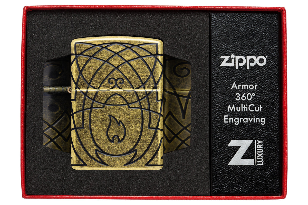 Zippo Elegant Flame Design Windproof Pocket Fuel Refillable Lighter, BIS Certified