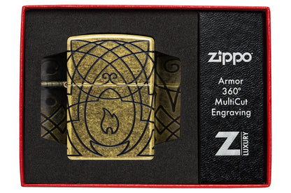 Zippo Elegant Flame Design Windproof Pocket Fuel Refillable Lighter, BIS Certified