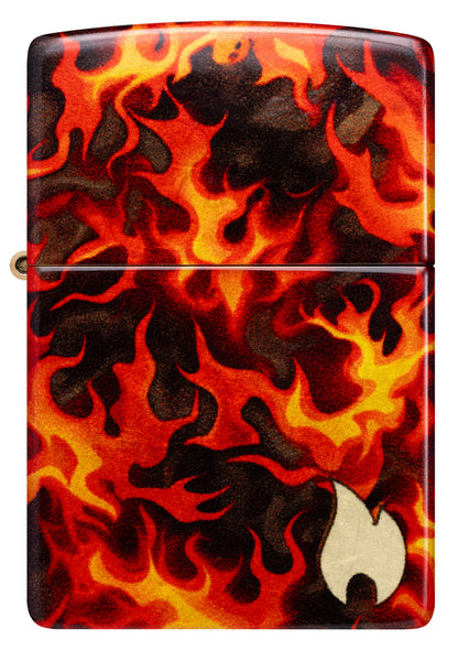 Zipp Flaming Zippo Design Windproof Pocket Fuel Refillable Lighter, BIS Certified