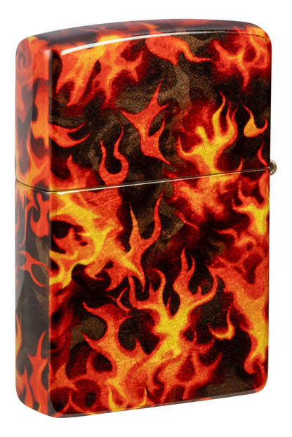Zipp Flaming Zippo Design Windproof Pocket Fuel Refillable Lighter, BIS Certified