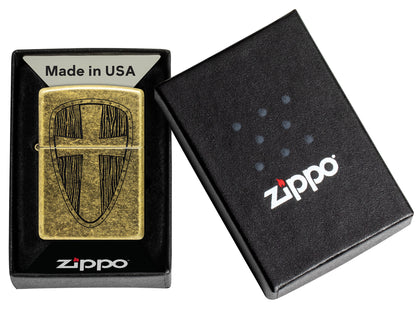 Zippo Vintage Cross Design Windproof Pocket Fuel Refillable Lighter, BIS Certified