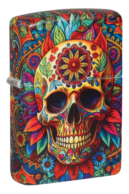 Zippo Colorful Skull Design Windproof Pocket Fuel Refillable Lighter, BIS Certified