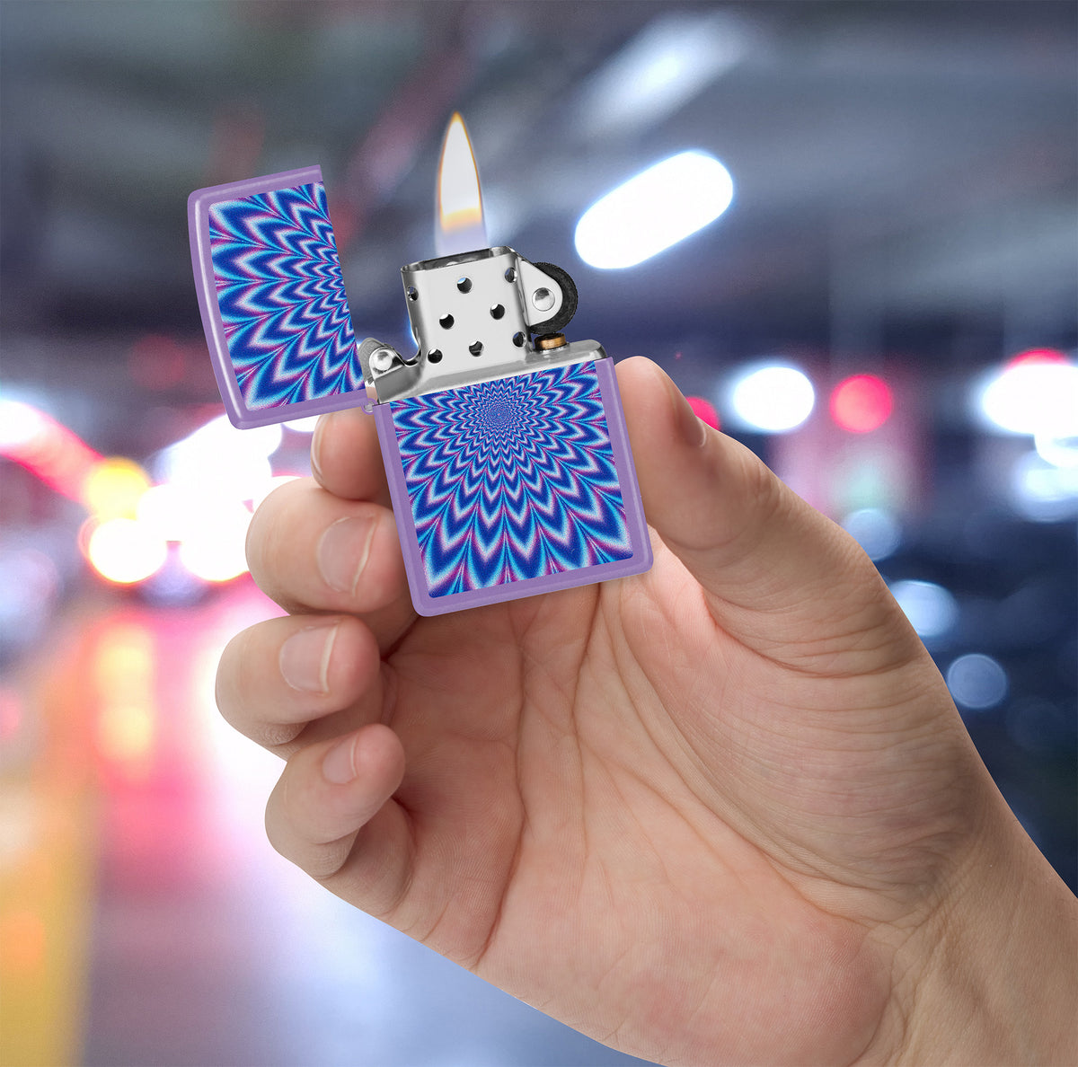 Zippo Optical Illusion Design Windproof Pocket Fuel Refillable Lighter, BIS Certified