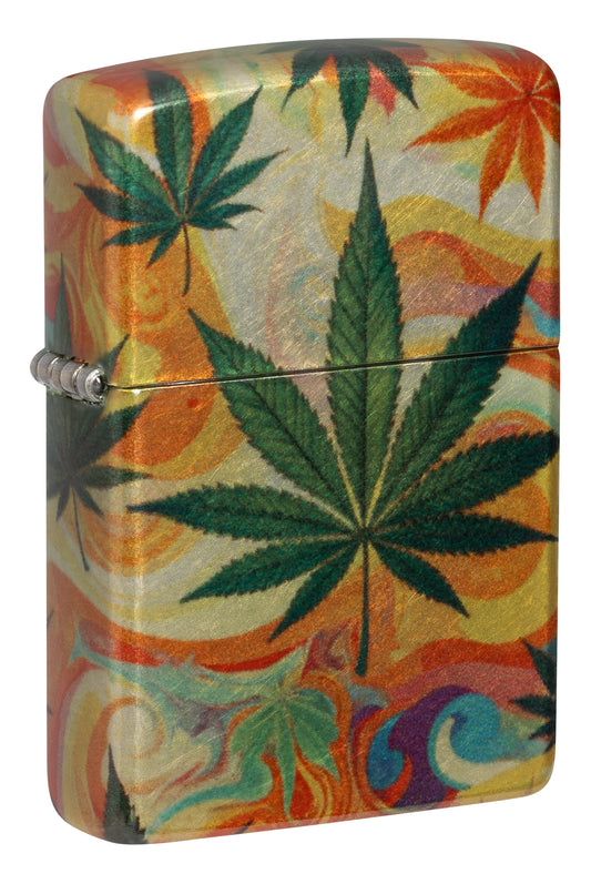 Zippo Psychedelic Leaves Design Windproof Pocket Fuel Refillable Lighter, BIS Certified