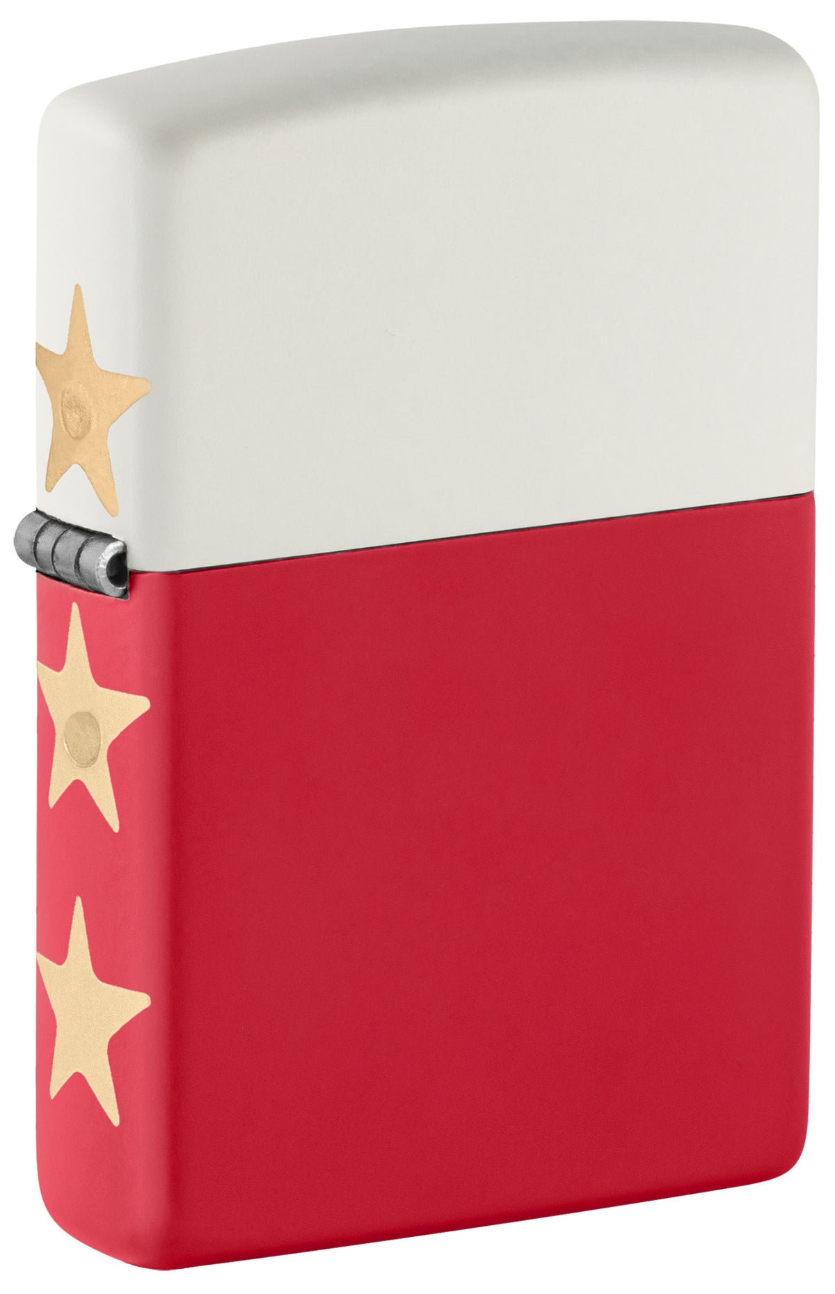 Zippo USA-250 White Top/Red Bottom w Stars Windproof Pocket Fuel Refillable Lighter, BIS Certified
