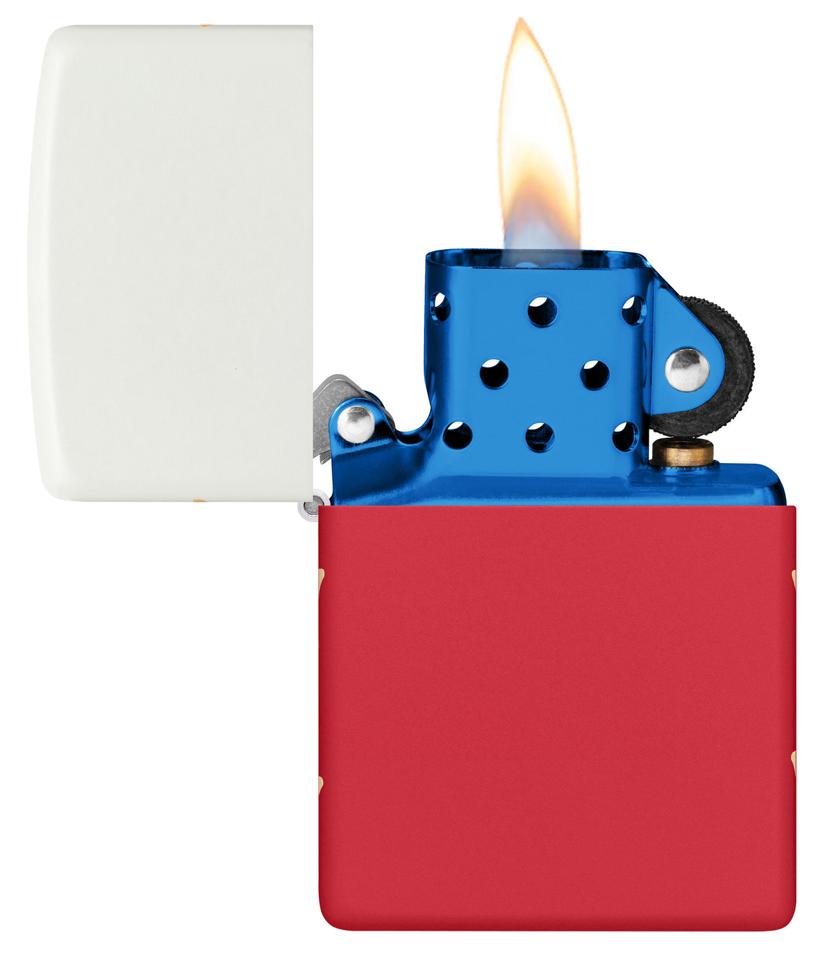 Zippo USA-250 White Top/Red Bottom w Stars Windproof Pocket Fuel Refillable Lighter, BIS Certified