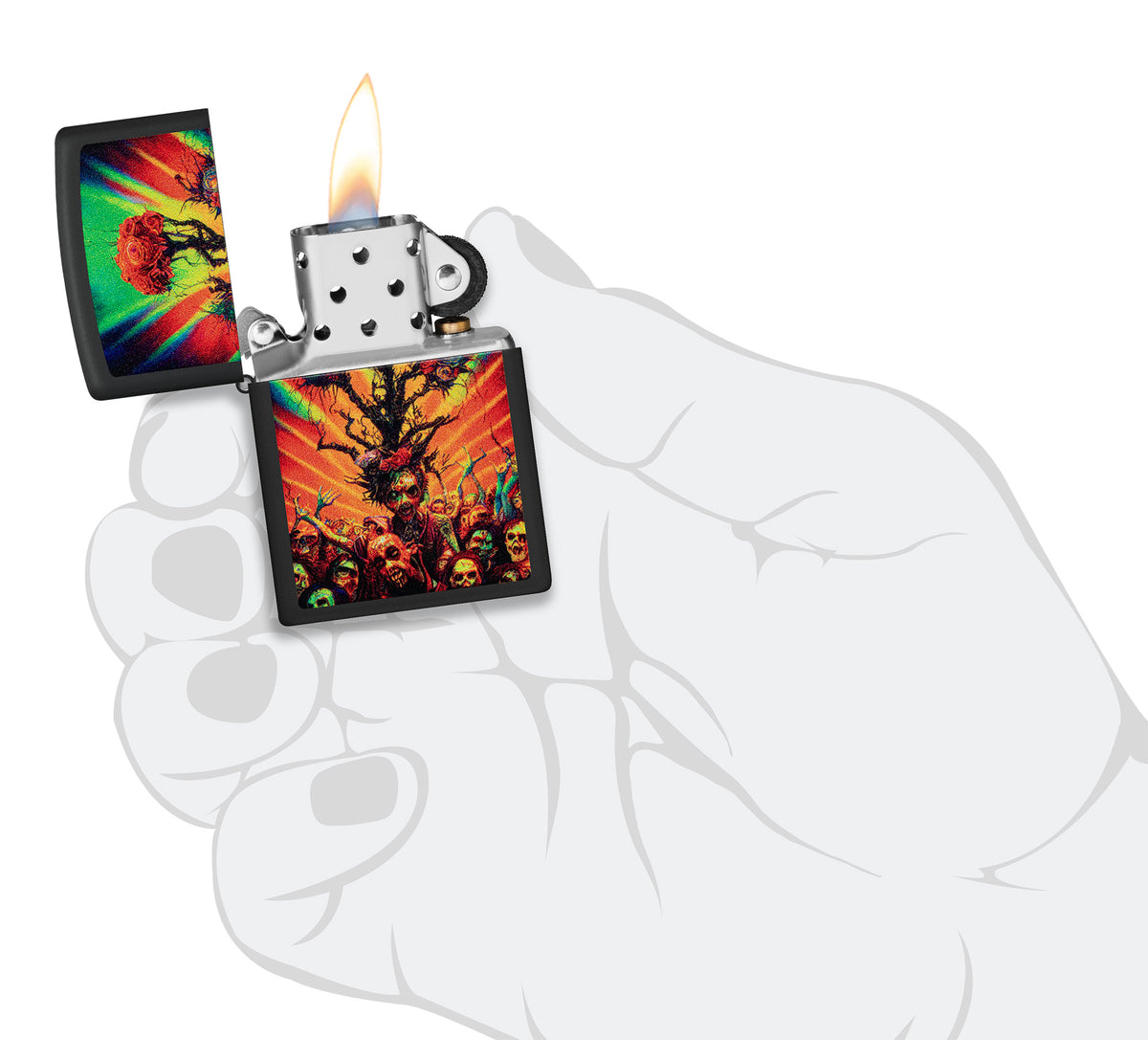 Zippo 218 Abstract Zombie Design Windproof Pocket Fuel Refillable Lighter, BIS Certified