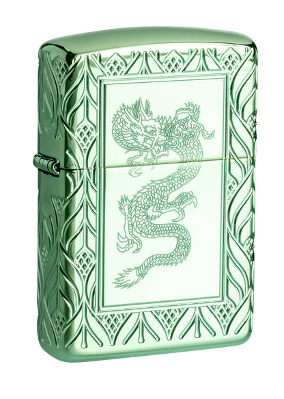 Zippo Armor HP Green Elegant Dragon Windproof Pocket Fuel Refillable Lighter – BIS Certified