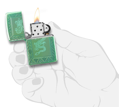 Zippo Armor HP Green Elegant Dragon Windproof Pocket Fuel Refillable Lighter – BIS Certified