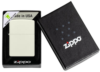 Zippo Reg Glow in the Dark Matte Model Windproof Pocket Fuel Refillable Lighter, BIS Certified