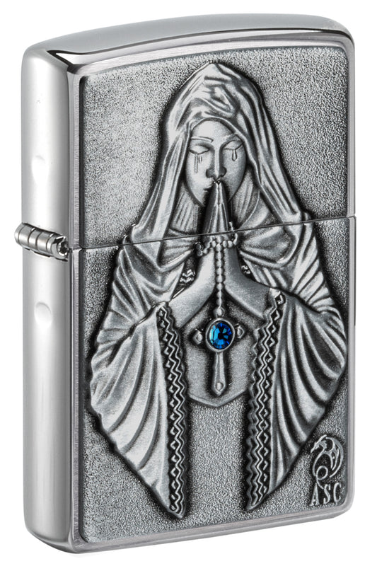 Zippo Anne Stokes Gothic Prayer Emblem Windproof Pocket Fuel Refillable Lighter, BIS Certified