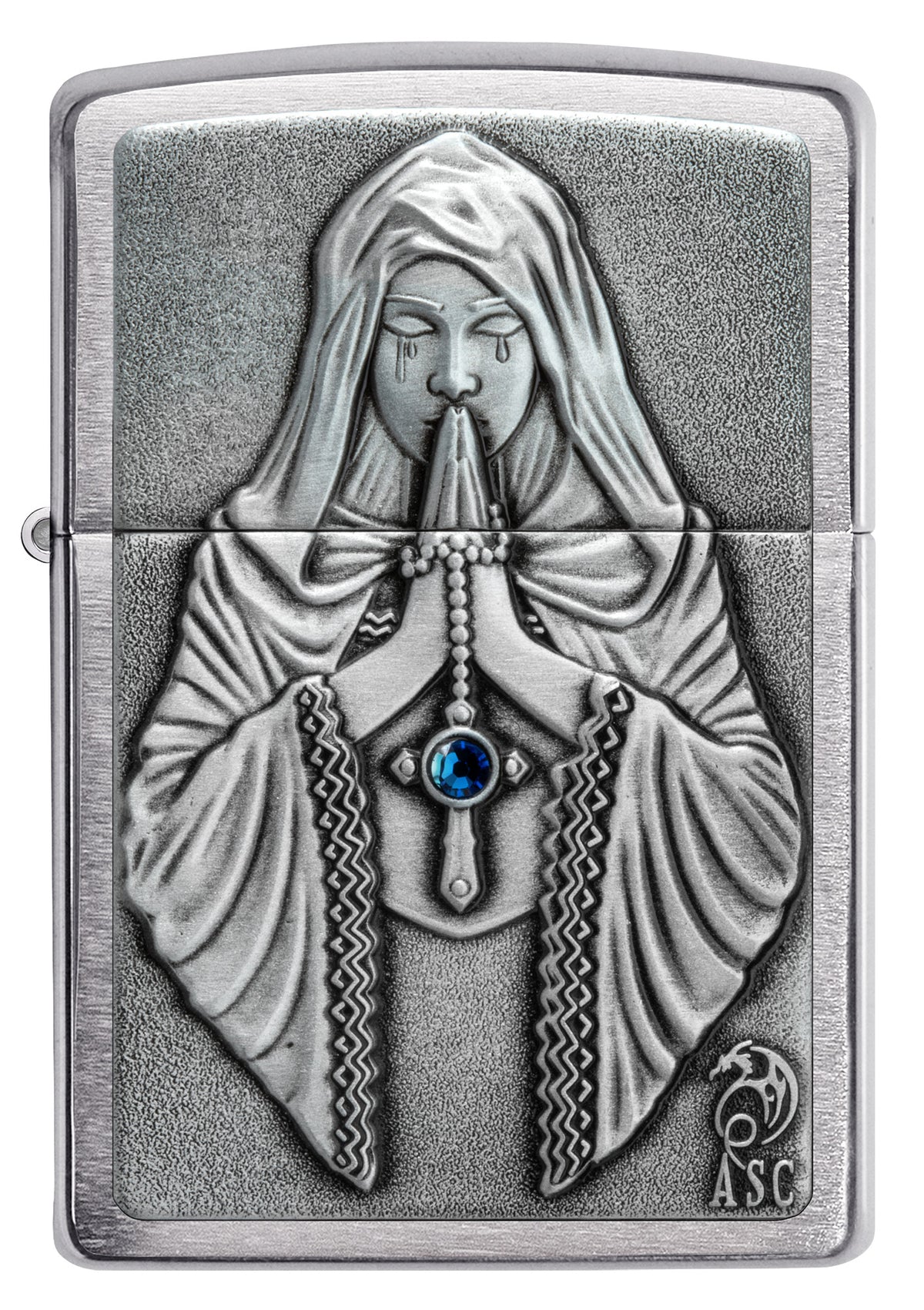 Zippo Anne Stokes Gothic Prayer Emblem Windproof Pocket Fuel Refillable Lighter, BIS Certified