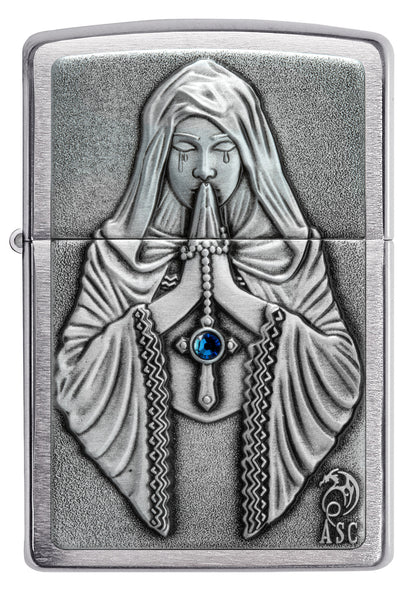 Zippo Anne Stokes Gothic Prayer Emblem Windproof Pocket Fuel Refillable Lighter, BIS Certified