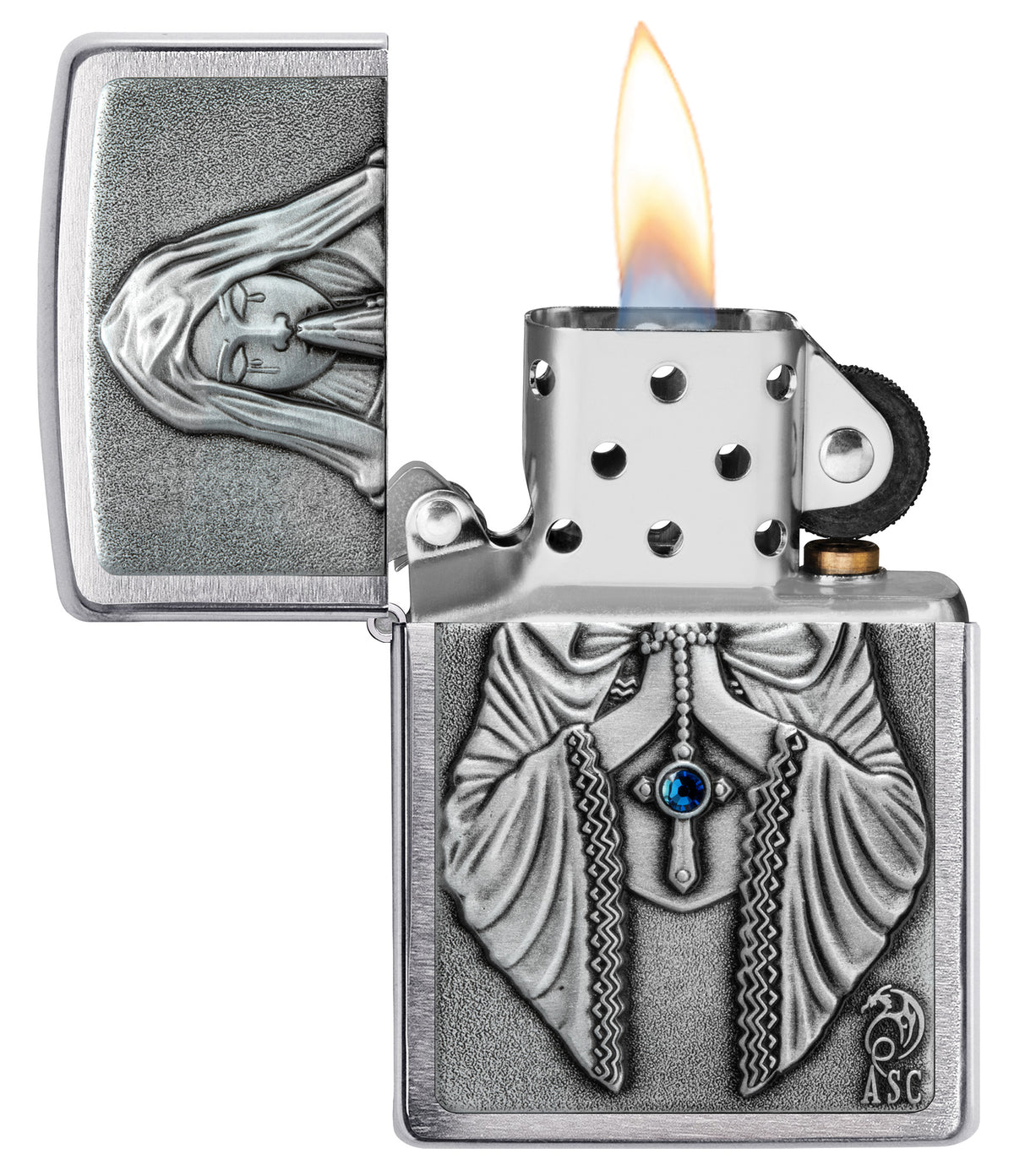 Zippo Anne Stokes Gothic Prayer Emblem Windproof Pocket Fuel Refillable Lighter, BIS Certified
