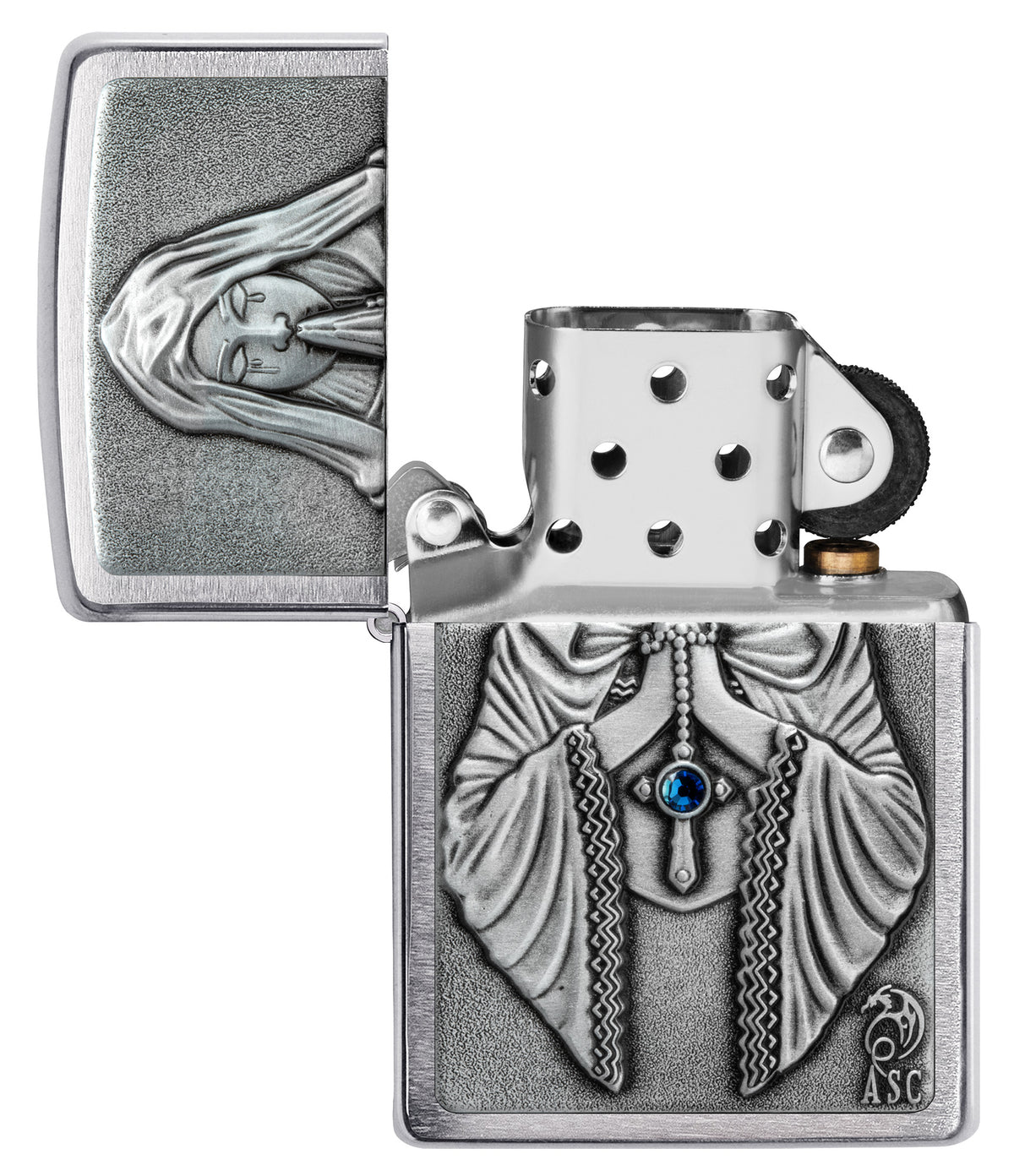 Zippo Anne Stokes Gothic Prayer Emblem Windproof Pocket Fuel Refillable Lighter, BIS Certified