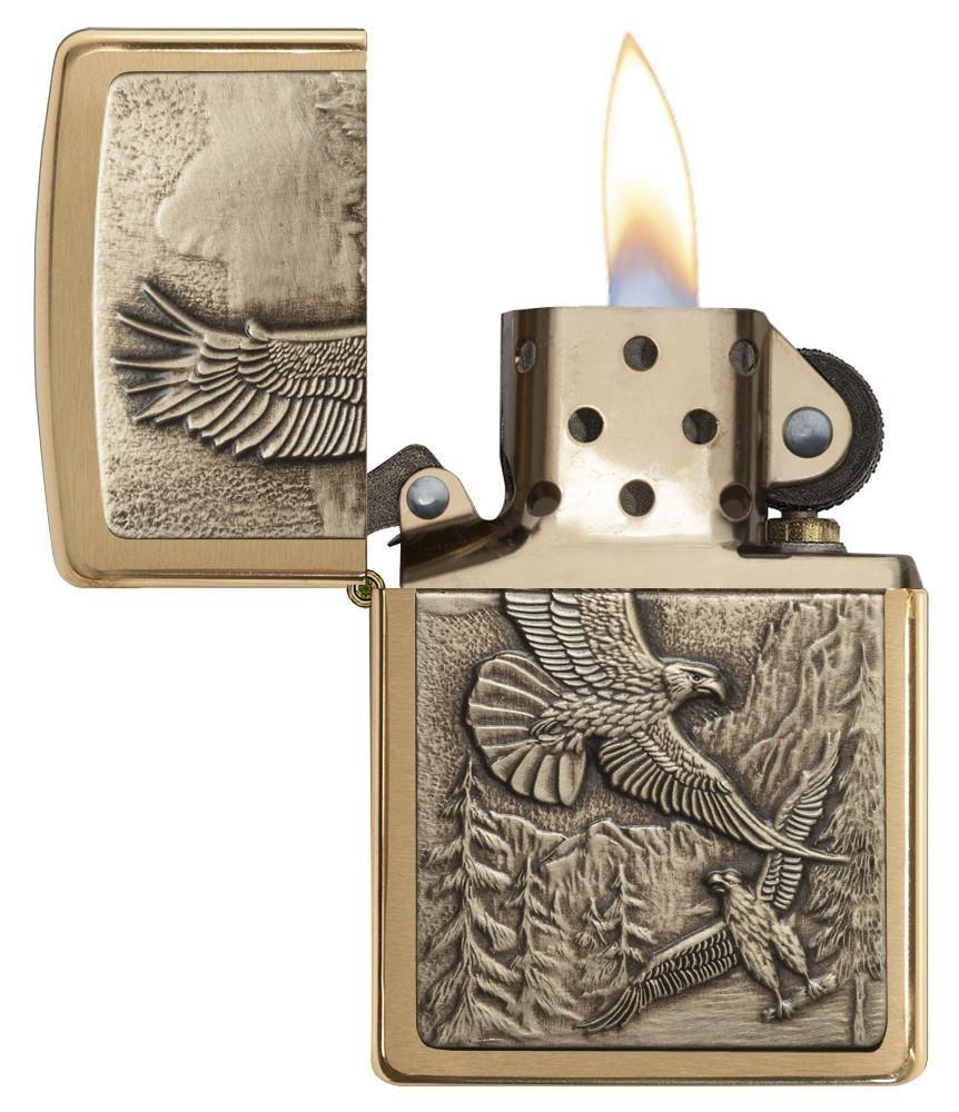 Where Eagles Dare Brushed Brass Pocket Lighter