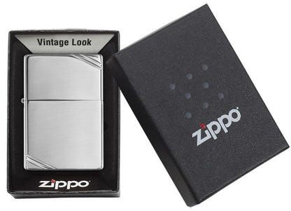 Vintage High Polish Chrome with Slashes Pocket Lighter