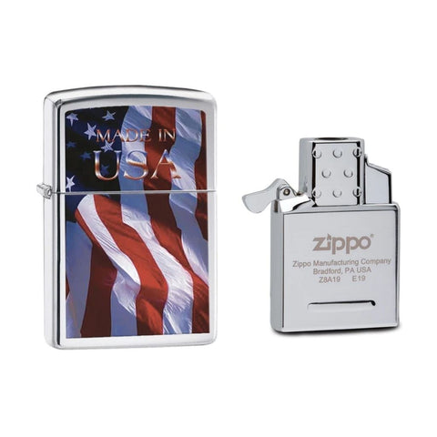 Made in USA Flag and FREE Single Torch Butane Insert