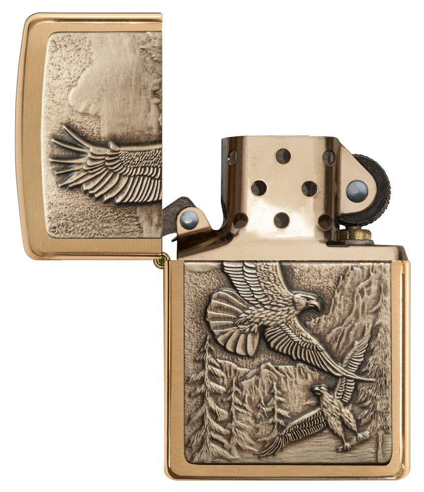Where Eagles Dare Brushed Brass Pocket Lighter