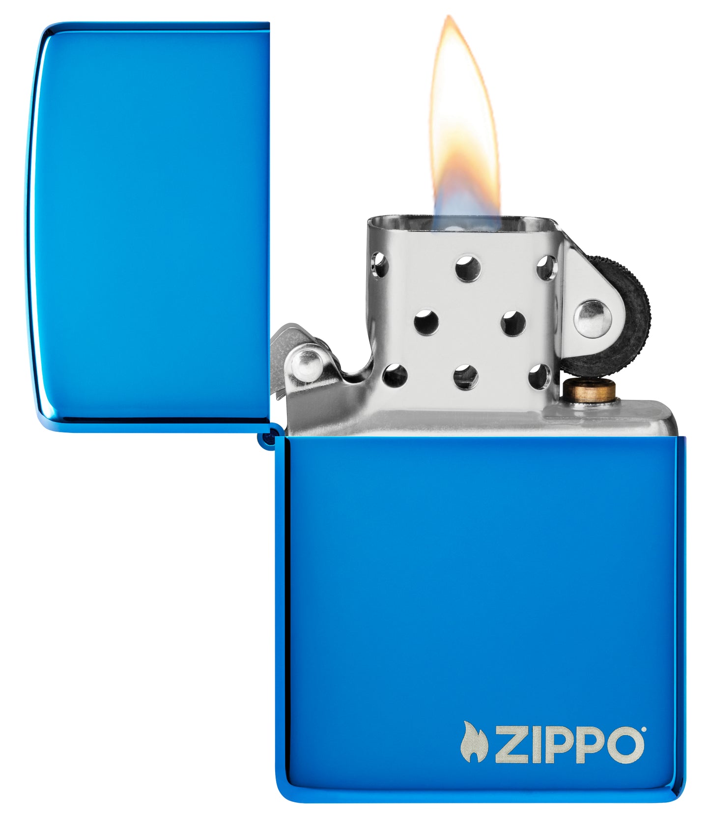 Logo High Polish Blue Pocket Lighter