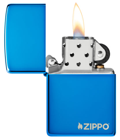 Logo High Polish Blue Pocket Lighter