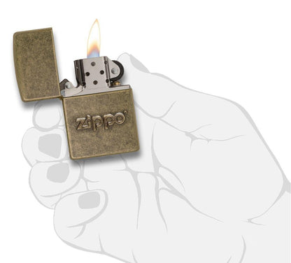 Stamped Pocket Lighter, Antique Brass