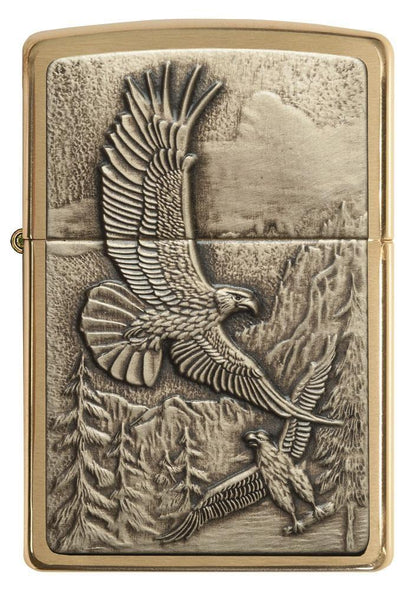 Where Eagles Dare Brushed Brass Pocket Lighter