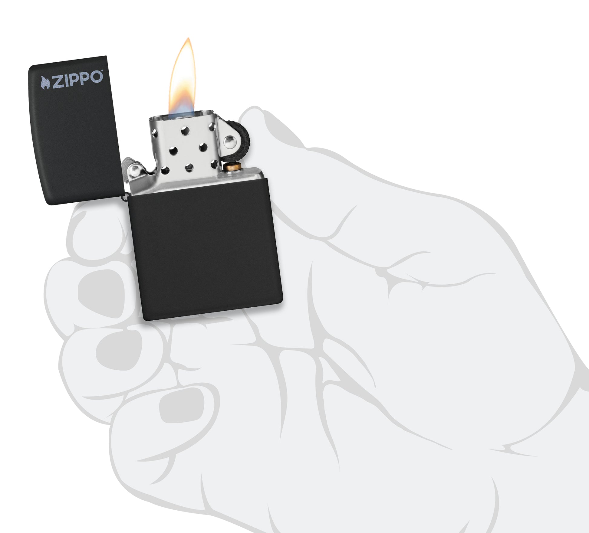 Classic Black Matte with Zippo Logo Pocket Lighter