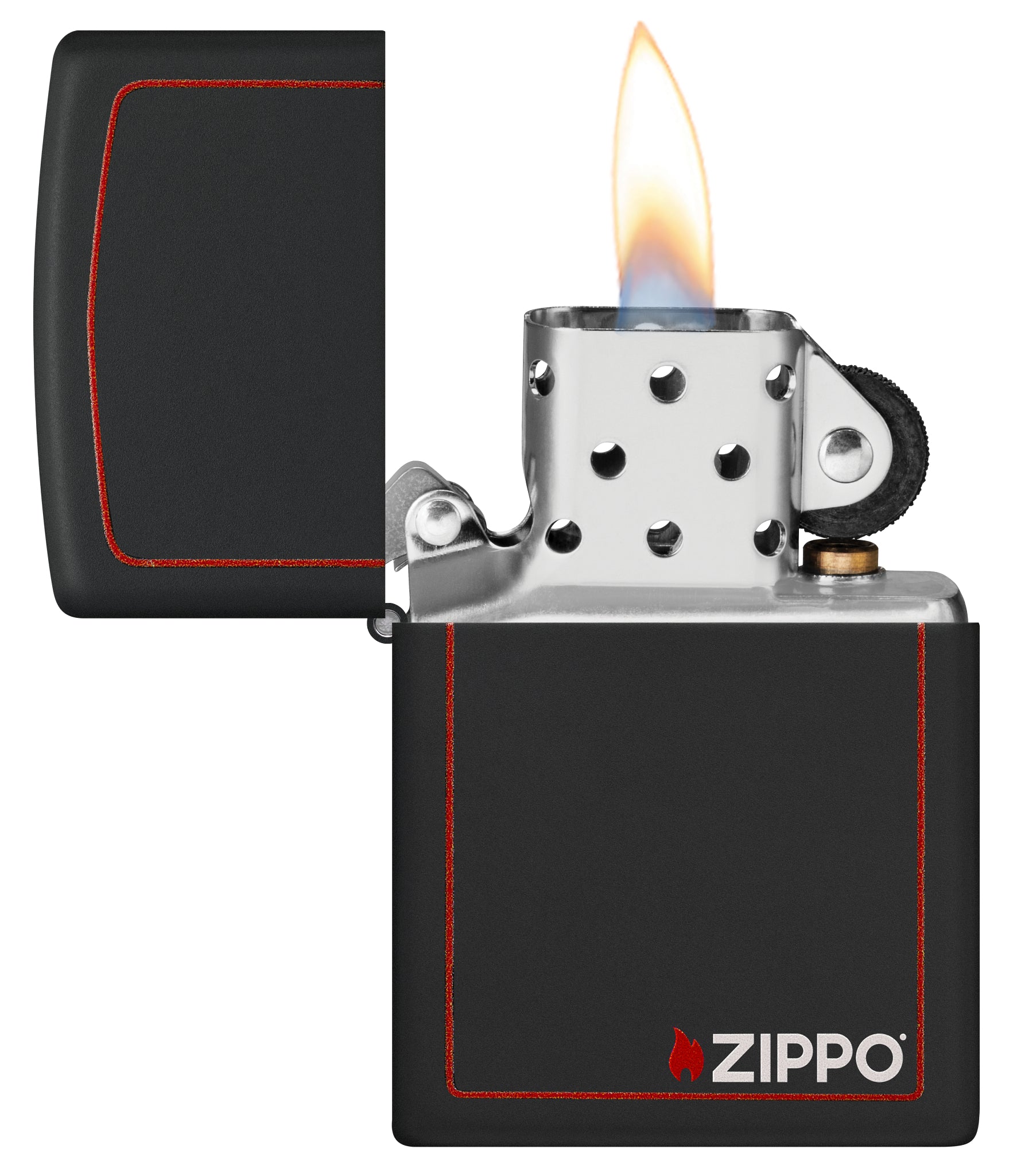 Black Matte with Red Border Pocket Lighter