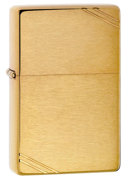 Vintage Brushed Brass with Slashes Pocket Lighter