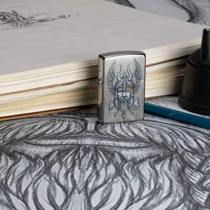 Viking Warrior Design Street Chrome Pocket Lighter